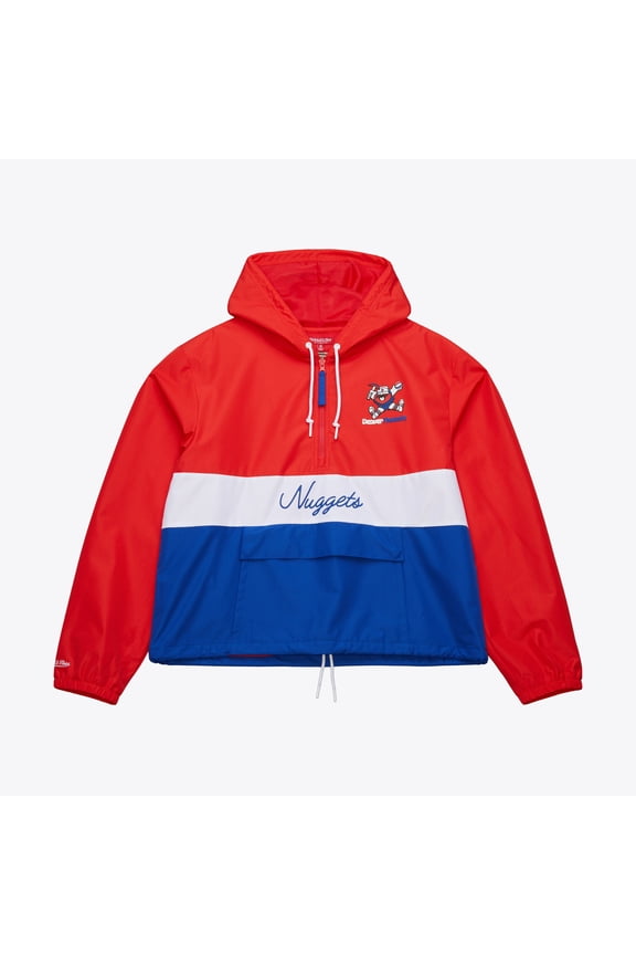 Women's Mitchell & Ness Red Denver Nuggets Blocked Anorak Half-Zip Jacket