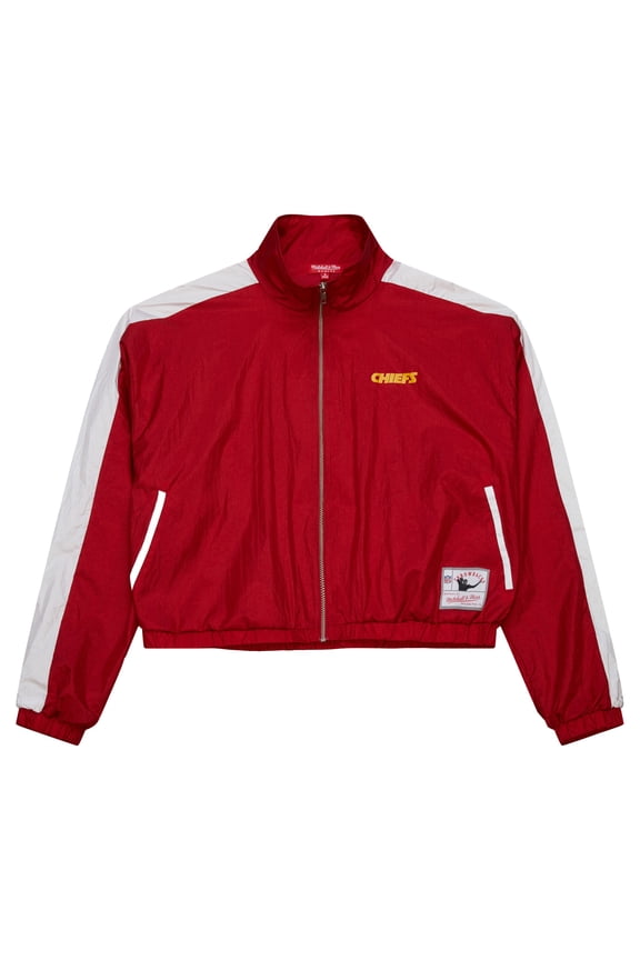 Women's Mitchell & Ness Red Kansas City Chiefs Nylon Cropped Full-Zip Jacket