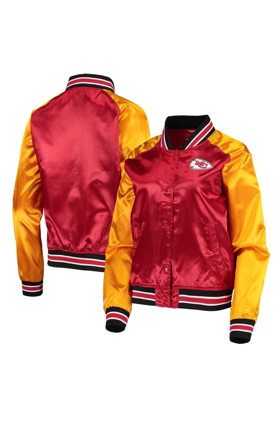 Women's Mitchell & Ness Red Kansas City Chiefs Team 2.0 Satin Raglan Full-Snap Jacket