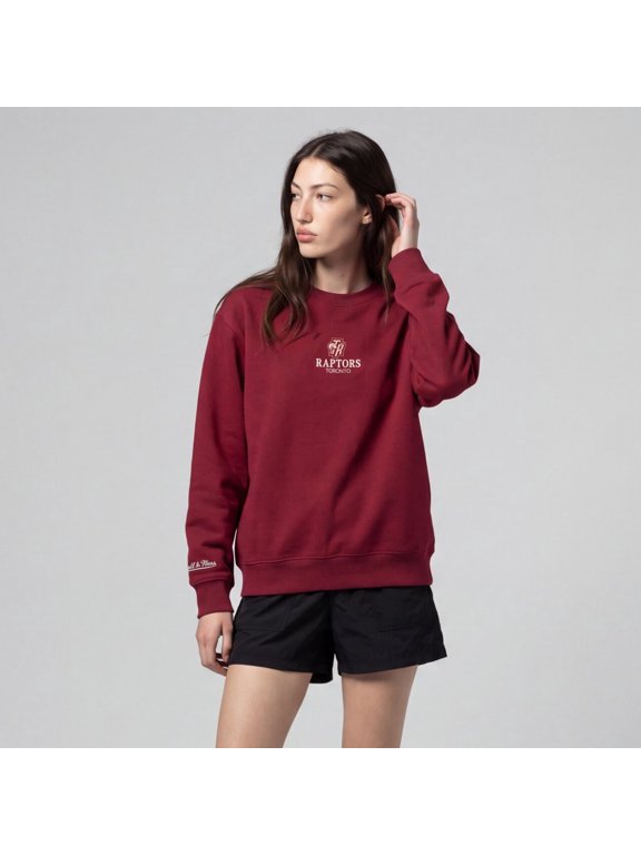 Women's Mitchell & Ness Red Toronto Raptors Core Essentials Micro Logo Fleece Sweatshirt