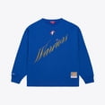 thumbnail image 1 of Women's Mitchell & Ness  Royal Golden State Warriors Hardwood Classics Script Lightweight Sweatshirt, 1 of 6