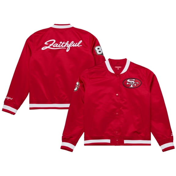 Women's Mitchell & Ness Scarlet San Francisco 49ers 80th Anniversary Satin Full-Snap Jacket