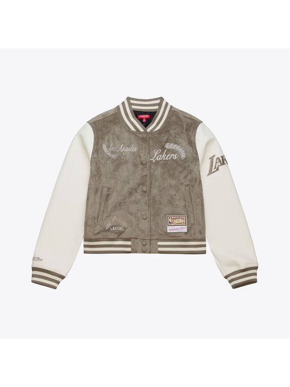 Women's Mitchell & Ness Tan Los Angeles Lakers Varsity Full-Snap Jacket