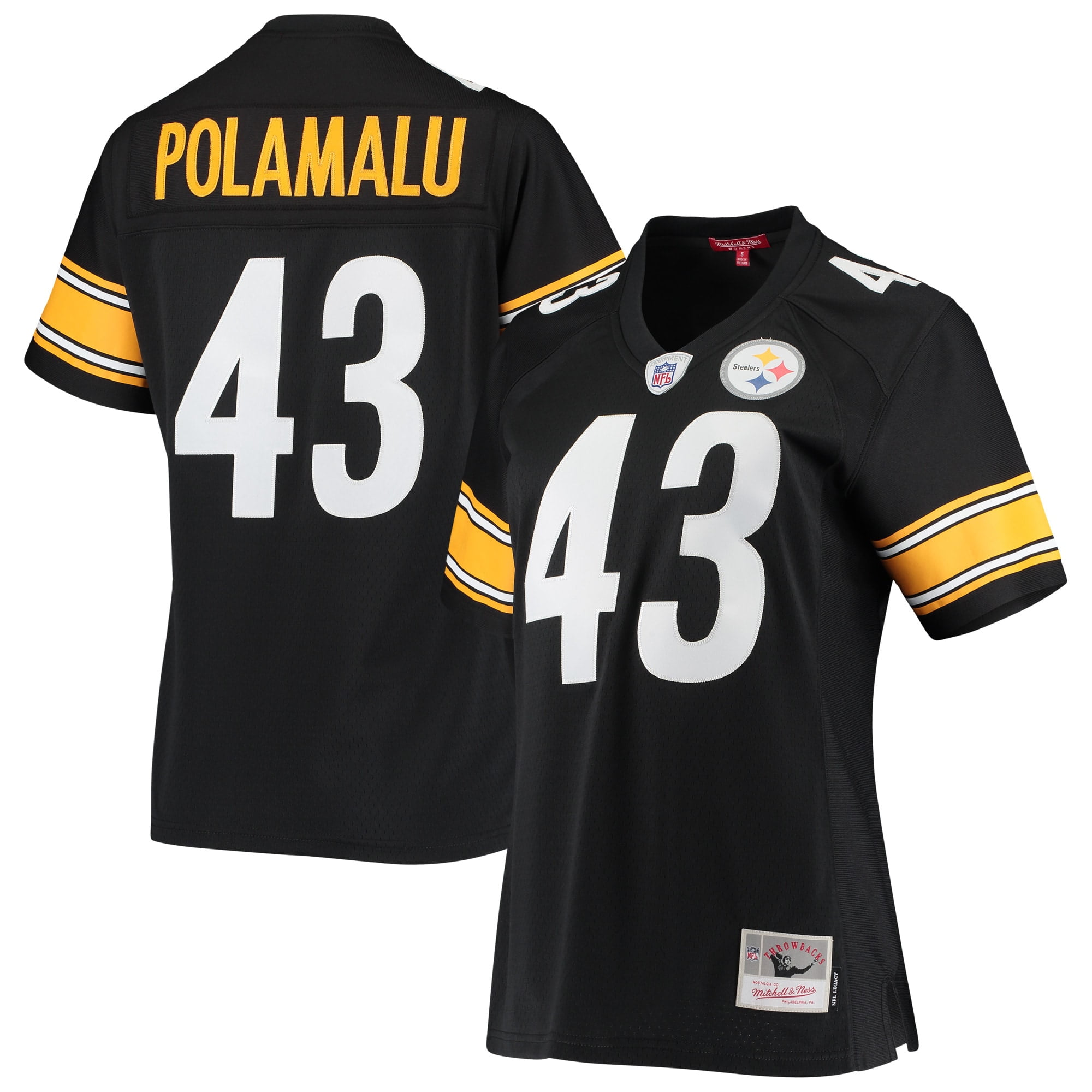 Women's Mitchell & Ness Troy Polamalu Black Pittsburgh Steelers Legacy  Replica Team Jersey 