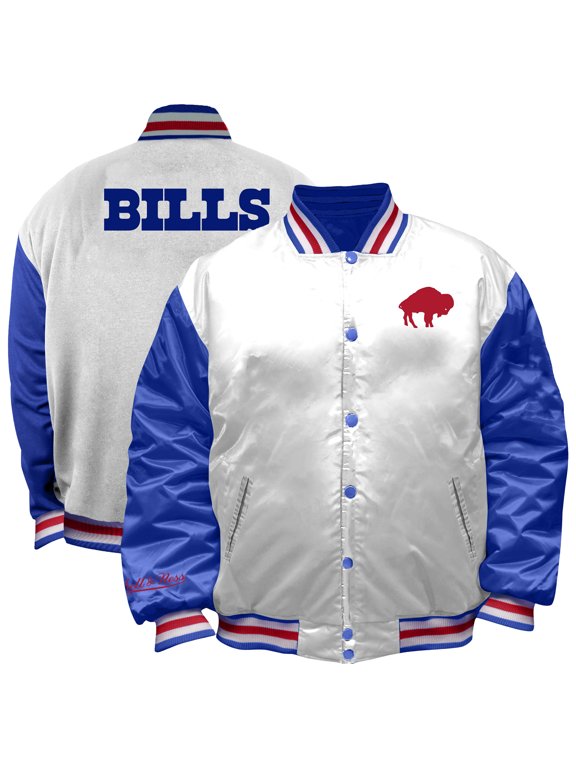Women's Mitchell & Ness White Buffalo Bills Throwback Plus Size Full-Snap Satin Jacket