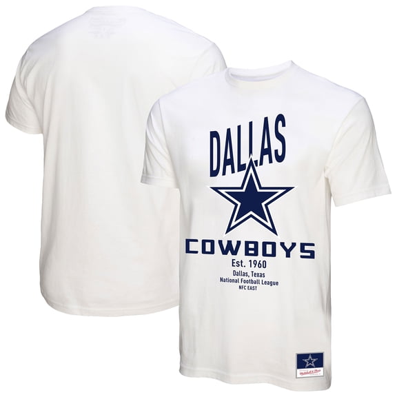 Women's Mitchell & Ness White Dallas Cowboys Logo Rise Boyfriend T-Shirt