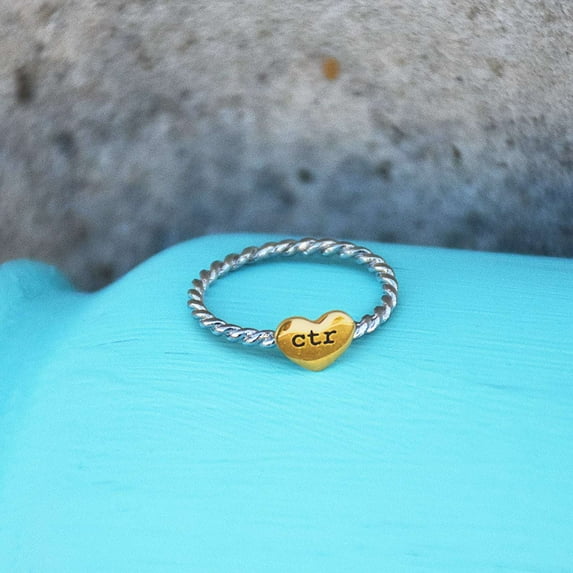 Women's Mixed Metail CTR Heart Ring