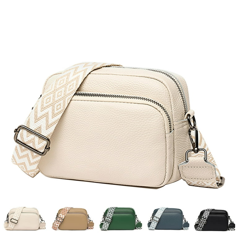 Women s Mobile Phone Shoulder Bag PU Leather Cross Body Shoulder Bag Wide Strap Evening Bag with Three Zip Compartments Handbag with Card Slot
