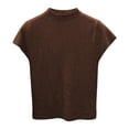 thumbnail image 1 of Women's Mock Neck Cap Sleeve Knit Tops Slim Fit Pullover Sweater (Coffee A), 1 of 2