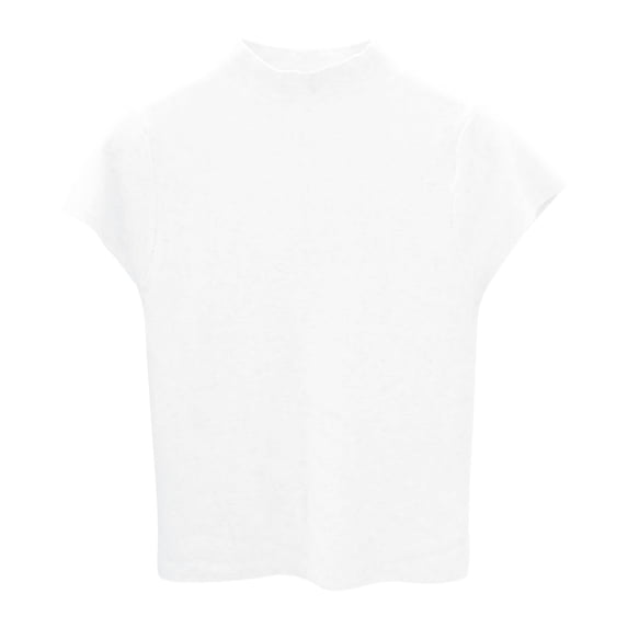 Women's Mock Neck Cap Sleeve Knit Tops Slim Fit Pullover Sweater (White A)