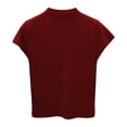 thumbnail image 1 of Women's Mock Neck Cap Sleeve Knit Tops Slim Fit Pullover Sweater (Wine A), 1 of 2