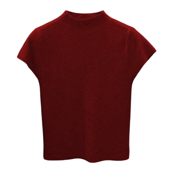 Women's Mock Neck Cap Sleeve Knit Tops Slim Fit Pullover Sweater (Wine A)