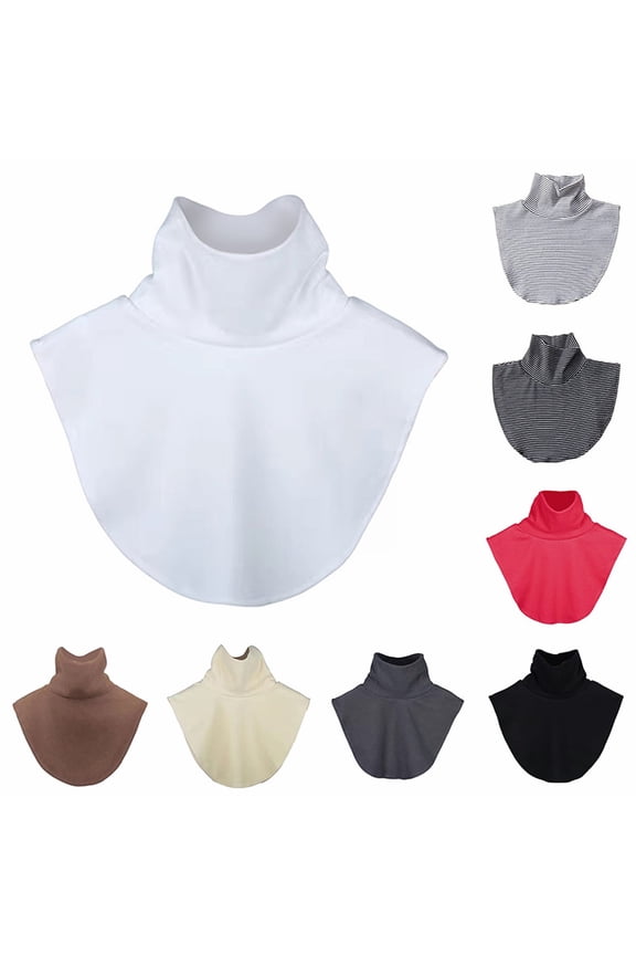 Women's Mock Neck Detachable Collars 6 Pack Stretchable False Collar Accessories for Sweaters and Blouses in Solid Colors and Stripes
