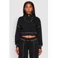 thumbnail image 1 of Women's Mock Neck Half Zip Cropped Pullover Sweatshirt, 1 of 5