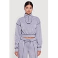 thumbnail image 1 of Women's Mock Neck Half Zip Cropped Pullover Sweatshirt, 1 of 5