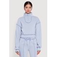thumbnail image 1 of Women's Mock Neck Half Zip Cropped Pullover Sweatshirt, 1 of 5