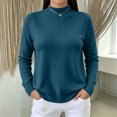 thumbnail image 1 of Women's Mock Neck Knit Sweater, Lightweight Basic Long Sleeve Pullover Tops for Fall Winter Daily Wear 2XL, 1 of 6