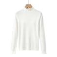 thumbnail image 1 of Women's Mock Neck Long Sleeve Knit Sweater Ghalytn Casual Fine-Knit Pullover Top with Ribbed Trim, 1 of 5
