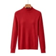 thumbnail image 1 of Women's Mock Neck Long Sleeve Knit Sweater Ghalytn Casual Fine-Knit Pullover Top with Ribbed Trim, 1 of 5