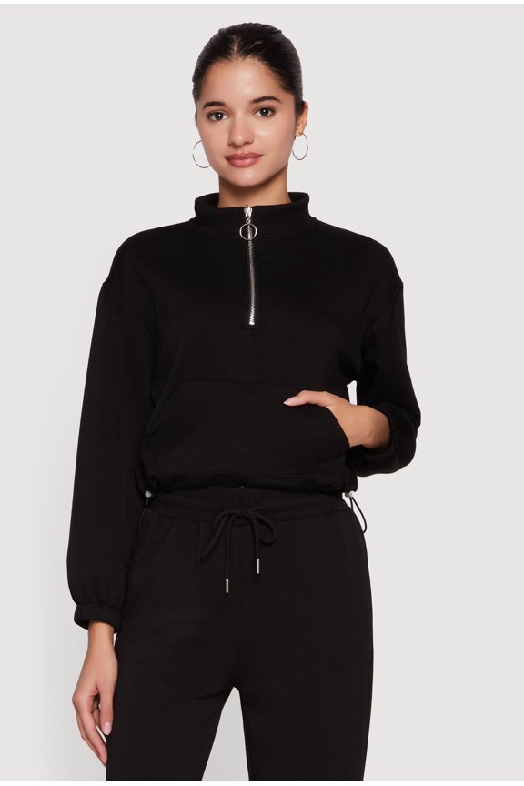 Women's Mock Neck Quarter Zip Front Track Jacket