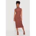 thumbnail image 1 of Women's Mock Neck Side Ruched Sleeveless Midi Dress, 1 of 3