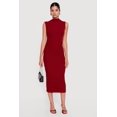 thumbnail image 1 of Women's Mock Neck Side Ruched Sleeveless Midi Dress, 1 of 3