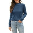 thumbnail image 1 of Women's Mock Neck Sweater, Soft Worsted Yarn Knit Pullover Top with Long Sleeve Comfort Fit, Breathable Lightweight Design for Spring Summer Fall, Daily Casual Wear and Outdoor Activities Dark Gray M, 1 of 3