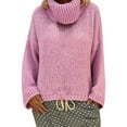 thumbnail image 1 of Women's Mock Neck Sweaters Super Soft Cable Knitted Sweaters for Women Solid Color Casual Loose Fit Pullover Fall Winter, 1 of 6