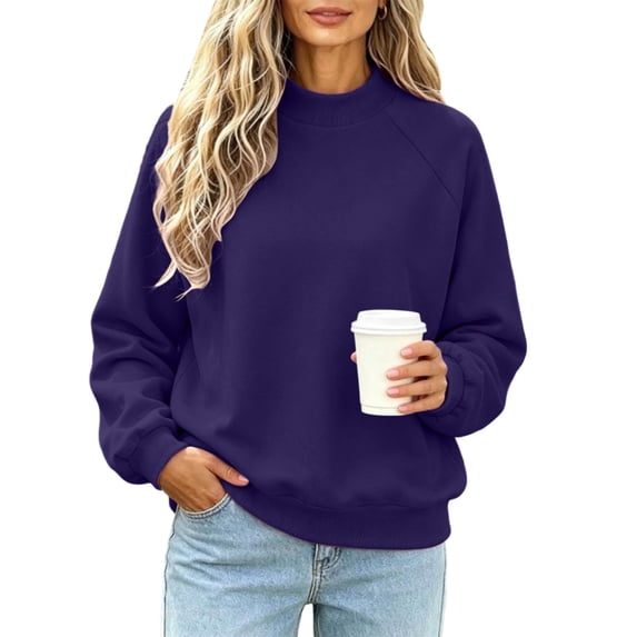 Women's Mock Neck Sweatshirt, Oversized Long Sleeve Casual Tops for Daily Outdoor Fall Winter Street Wear S
