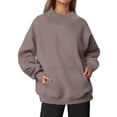 thumbnail image 1 of Women's Neck Sweatshirts,Oversized Turtleneck Long Sleeve Pullover Tops Fall Trendy Soft Sweatshirt Sweatshirts for Women Casual Daily Wear, 1 of 5