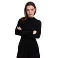 thumbnail image 1 of Women's Mock Neck Wool Sweater Fall Basic Soft Long Sleeve Knitted Pullover Sweaters Slim Fit Layering Tops by DingJoo black S, 1 of 5