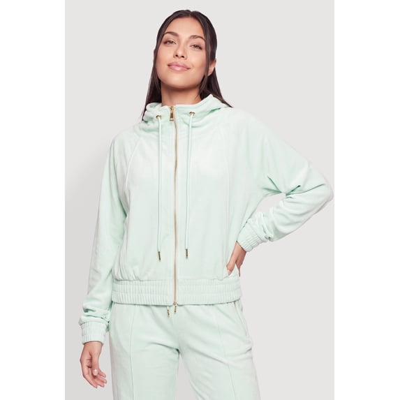 Women's Mock Neck Zip Front Velour Top