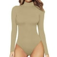 thumbnail image 1 of Women's Mock Turtle Neck Long Sleeve Tops Bodysuit Jumpsuit, 1 of 6