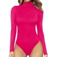 thumbnail image 1 of Women's Mock Turtle Neck Long Sleeve Tops Bodysuit Jumpsuit, 1 of 3
