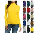 thumbnail image 1 of Women's Mock Turtle Neck Slim Fit Long Sleeve Shirts Fall Fashion Tight Tops Basic Tee Winter Undershirt Yellow XL, 1 of 5