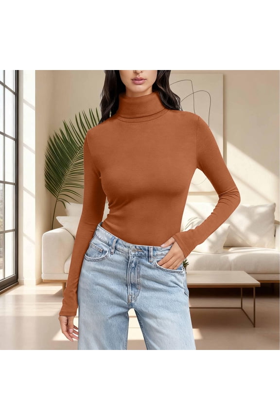 Women's Mock Turtle Neck Tops Thermal Layering Tops Winter Undershirt T-Shirts Thermal Underwear Tops Tight Tops Basic Tee Soft Stretch Undershirts Turtleneck Shirt Active Layer Shirts Khaki M