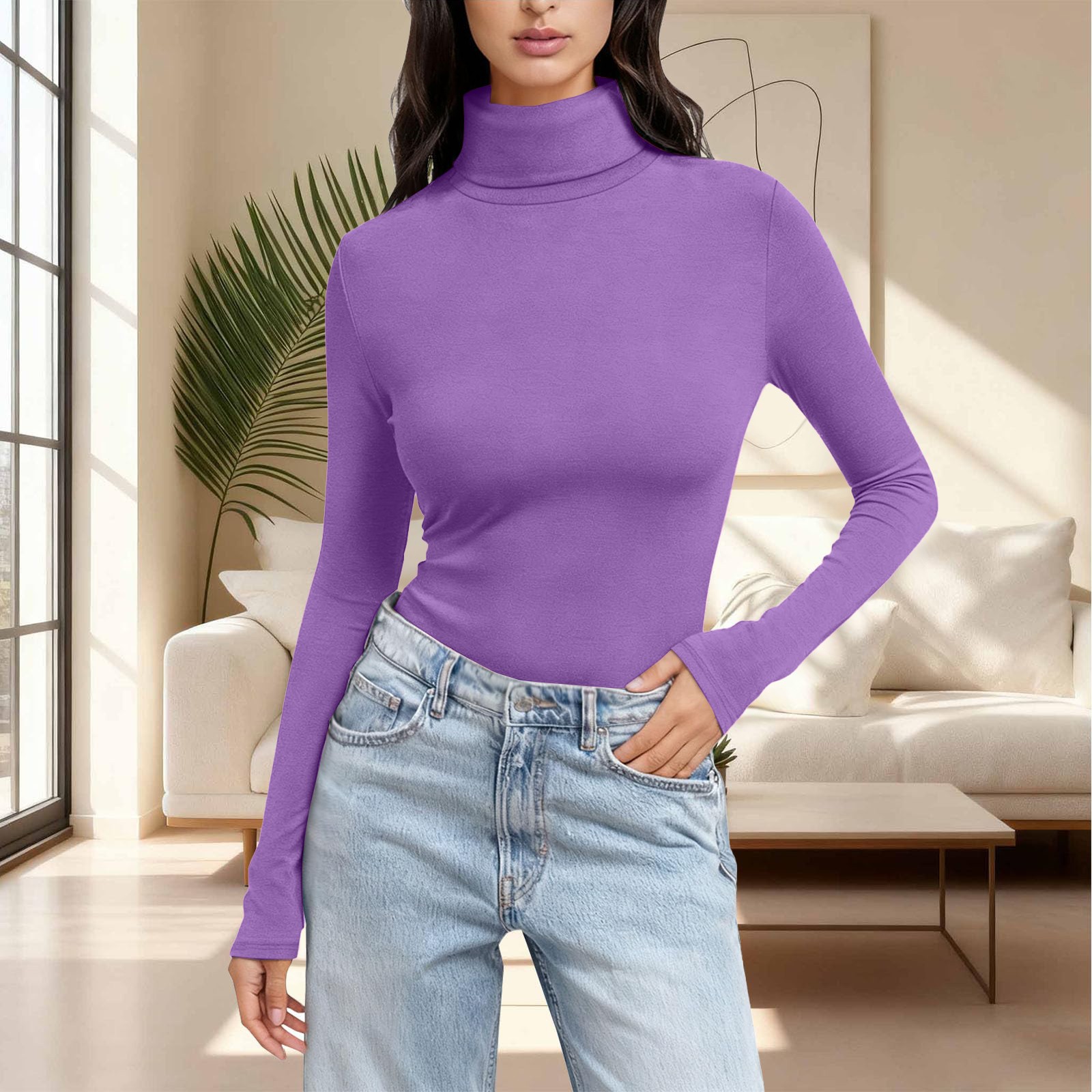 Women's Mock Turtle Neck Tops Thermal Underwear Tops Winter