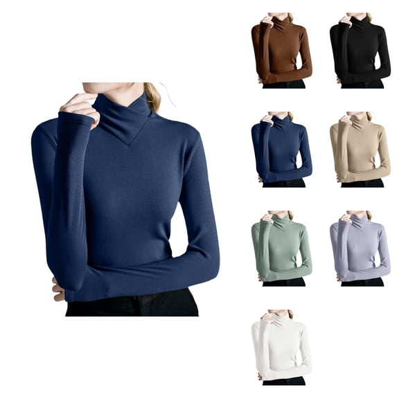 Women's Turtleneck Pullover Sweater Γ’ΒΒ Winter Warm Ribbed Cotton Long Sleeve Slim Fit High Neck Base Layer Top for Fall & Winter