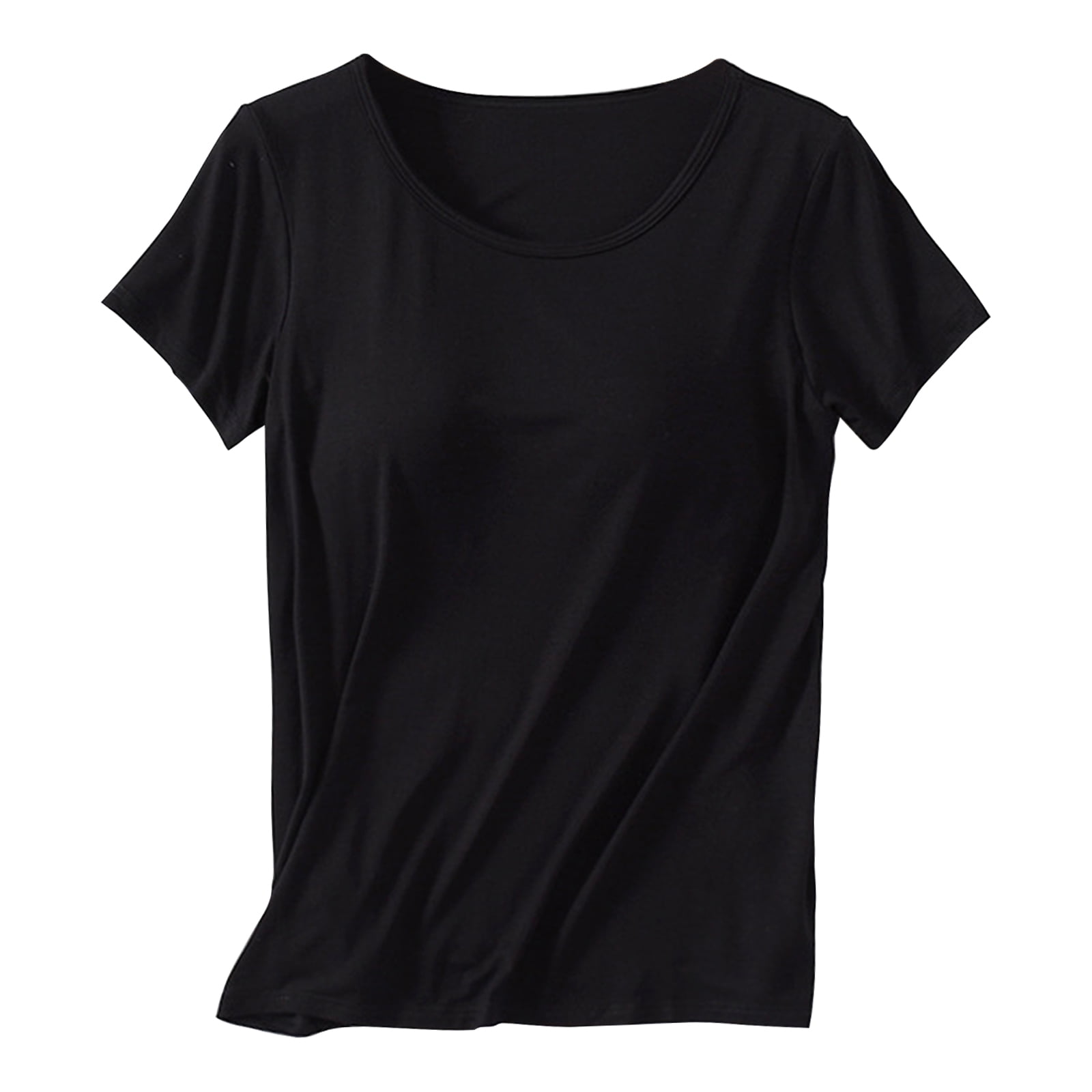 AMVONZ Women T-Shirt Lightly Padded Bra (Black)