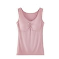 thumbnail image 1 of Women's Modal Cotton Tank Top with Shelf Bra, Sleeveless V Neck Soft Pamajas Top with Built in Bra for Women (Free Size, Pink), 1 of 4
