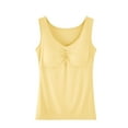 thumbnail image 1 of Women's Modal Cotton Tank Top with Shelf Bra, Sleeveless V Neck Soft Pamajas Top with Built in Bra for Women (Free Size, Yellow), 1 of 4