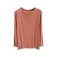 thumbnail image 1 of Women's Modal Long Sleeve Round Neck Base Layer 2025 Trendy Breathable Skin-Friendly Fabric Fitted Design Comfortable Daily Wear Undershirt Top, 1 of 8