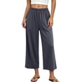 thumbnail image 1 of Women's Modal Wide Leg Cropped Pants, Spring Summer Loose Flowy Loungewear Trousers for Home & Outdoor Wear Gray XXL(XXL), 1 of 9