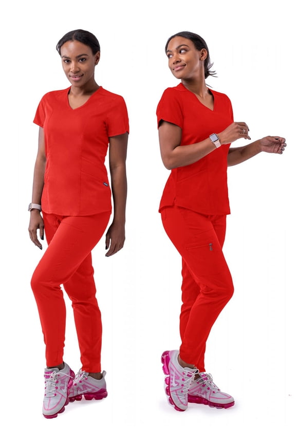 Women's Modern Athletic Jogger Scrub Set by Adar XXS-3XL / Apple