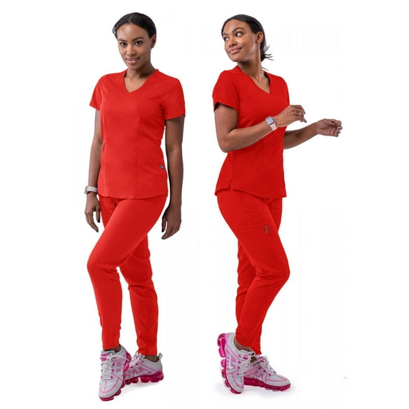 Women's Modern Athletic Jogger Scrub Set by Adar XXS-3XL / Apple