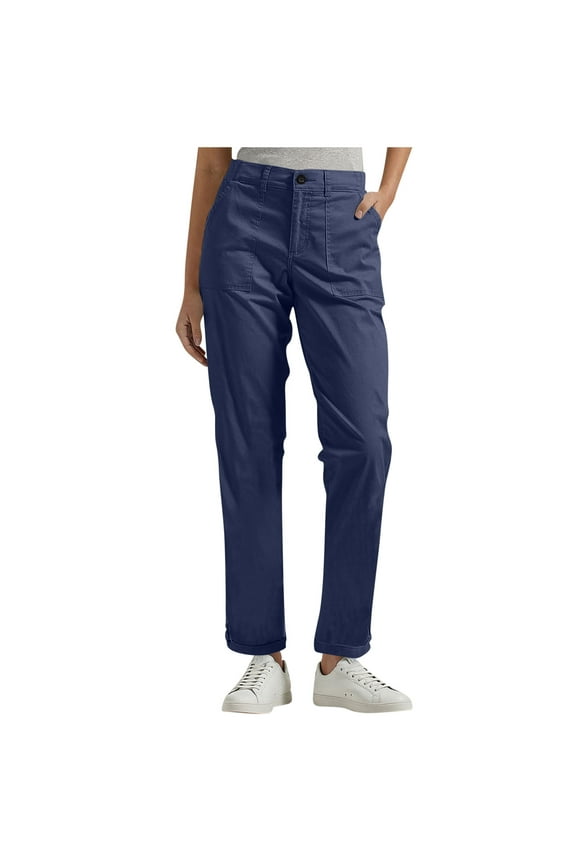 Women's Modern Chino Pant – High Waisted Slim Straight Leg Trousers | Stretch Twill Office-to-Weekend Pants with Pockets (Petite & Regular Lengths)