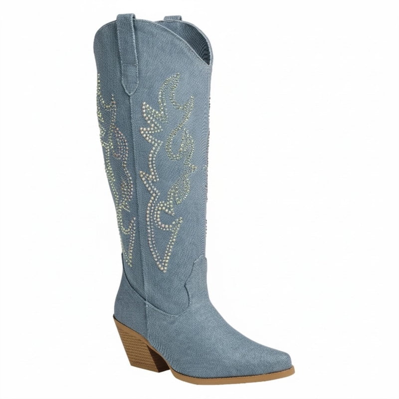 Women’s Modern Denim Cowgirl Knee High Boots