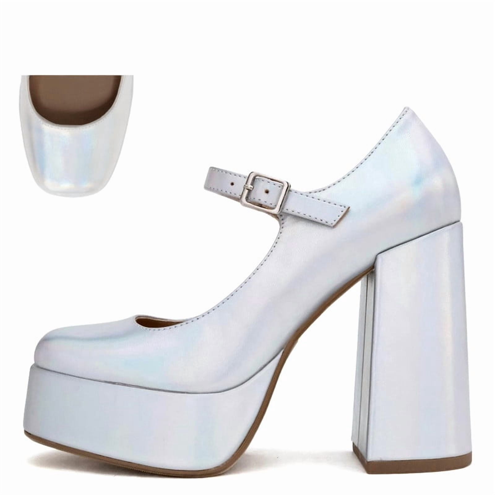Women’s Modern Platform Block Heel Mary Jane Pumps
