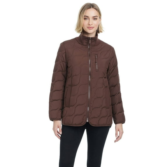 Women's Modern Supply by Sanctuary Rib Knit Puffer Jacket Color: Coffee Bean Size: LARGE