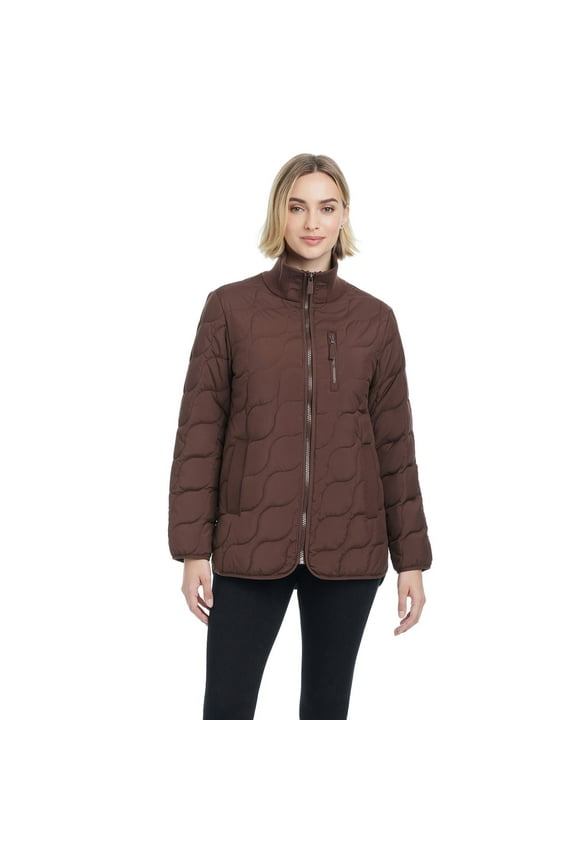 Women's Modern Supply by Sanctuary Rib Knit Puffer Jacket Color: Coffee Bean Size: MEDIUM
